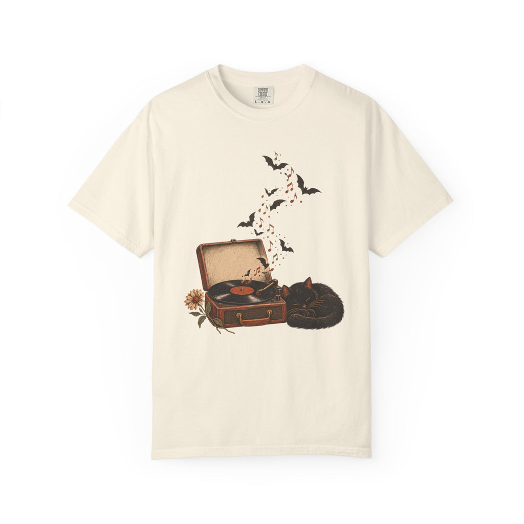Black Cat Record Player T-Shirt