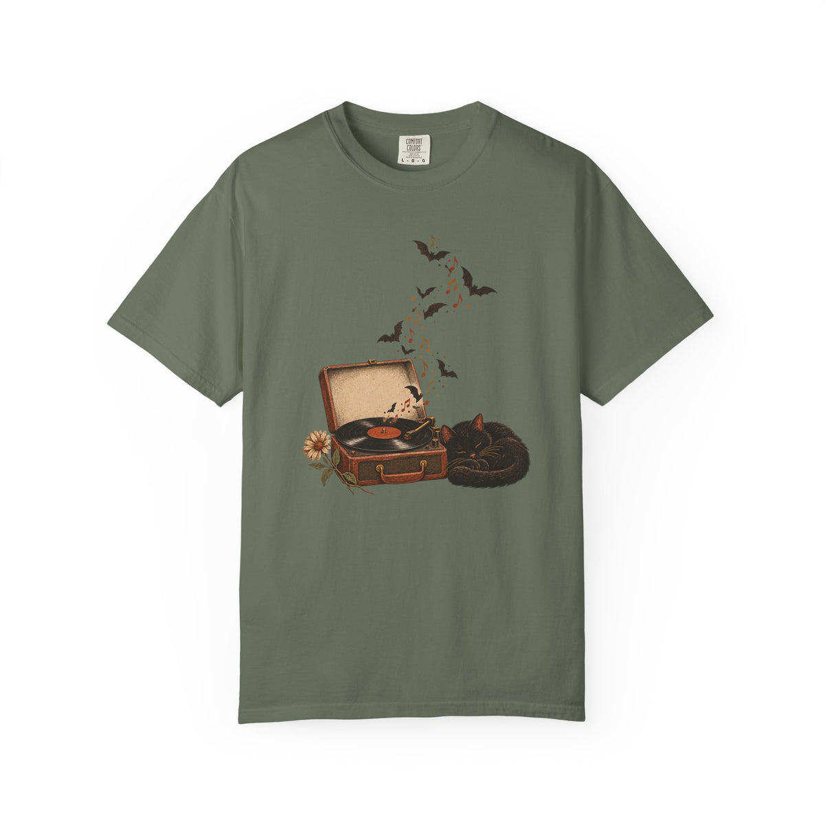 Black Cat Record Player T-Shirt