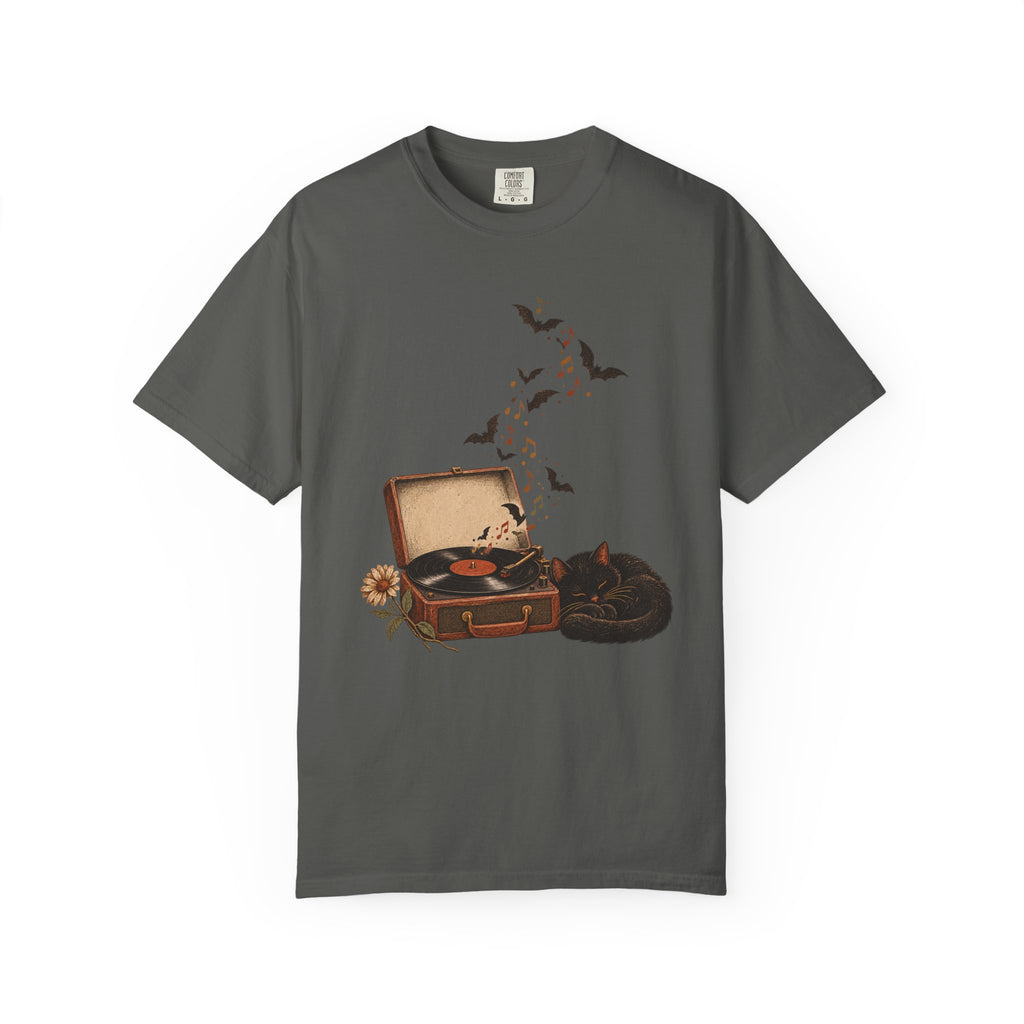 Black Cat Record Player T-Shirt