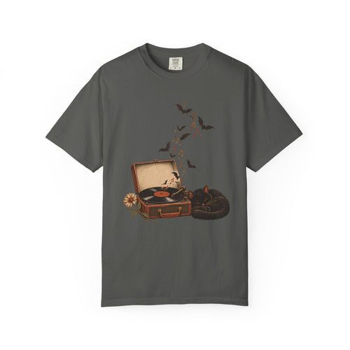 Black Cat Record Player T-Shirt