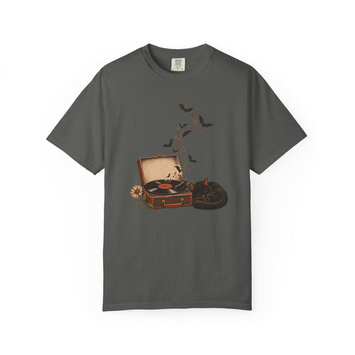Black Cat Record Player T-Shirt