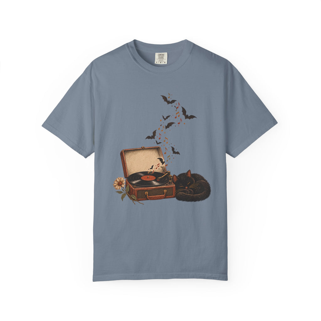 Black Cat Record Player T-Shirt