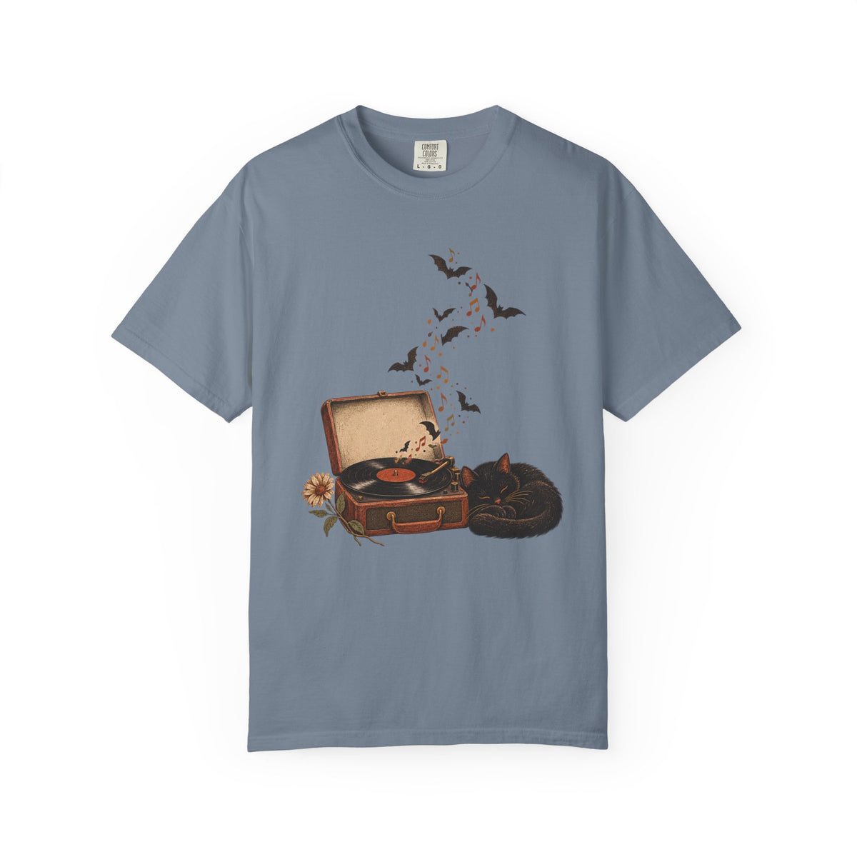 Black Cat Record Player T-Shirt