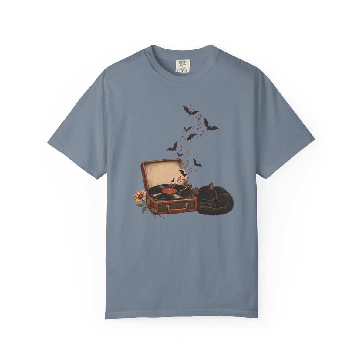 Black Cat Record Player T-Shirt