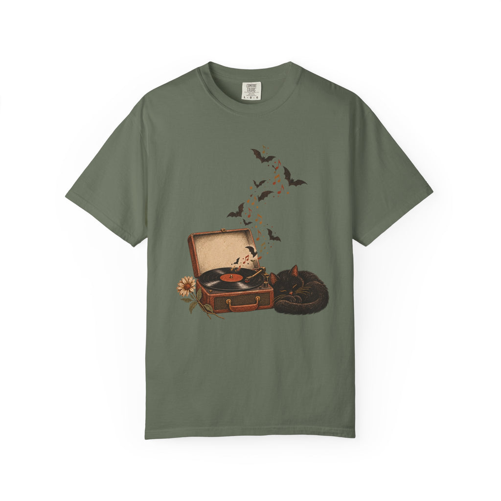 Black Cat Record Player T-Shirt