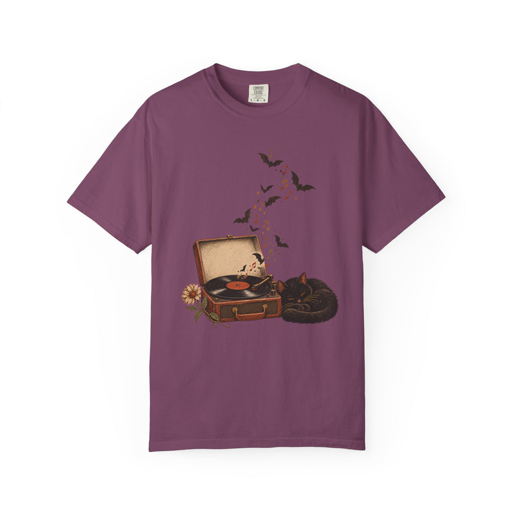 Black Cat Record Player T-Shirt