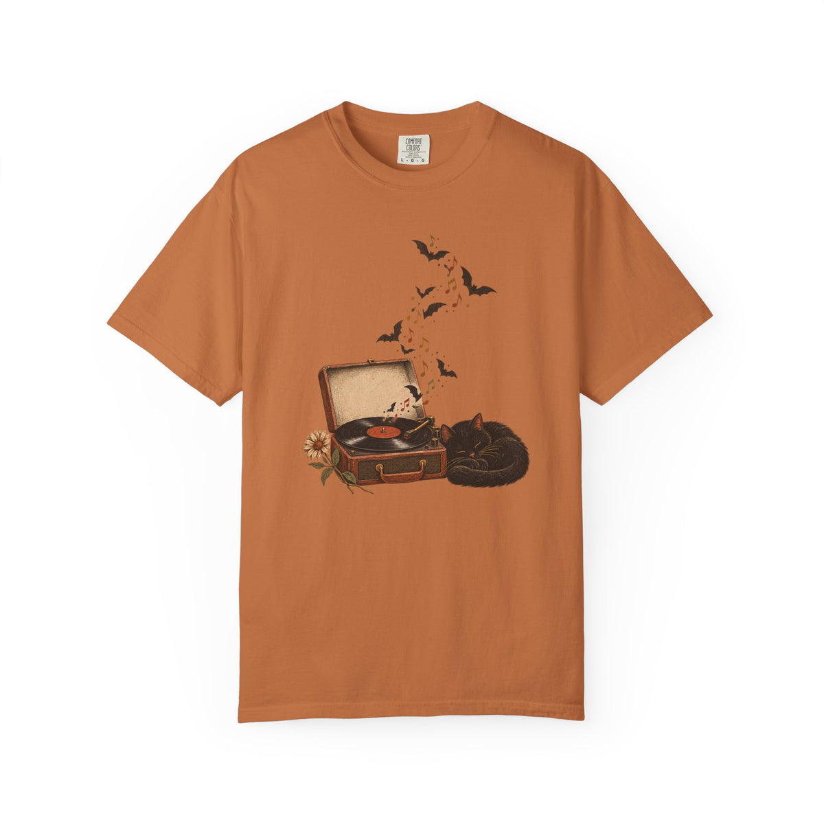 Black Cat Record Player T-Shirt