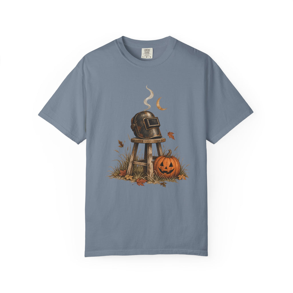 Halloween Welder T-Shirt — Welding Hood & Pumpkin Fall Tee